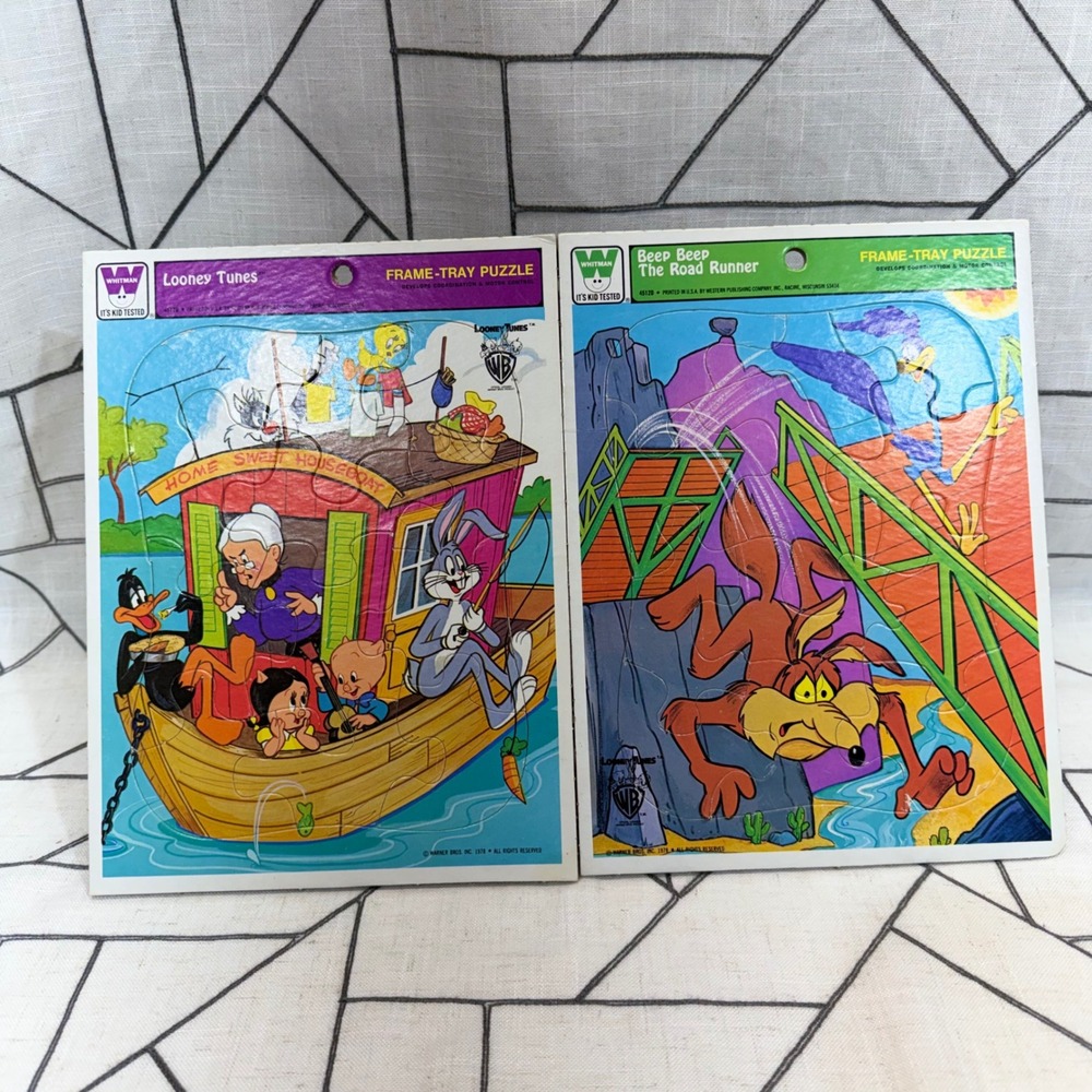 Whitman Looney Tunes Frame-Tray Puzzle Set 1978 Multi Road Runner Bugs Bunny